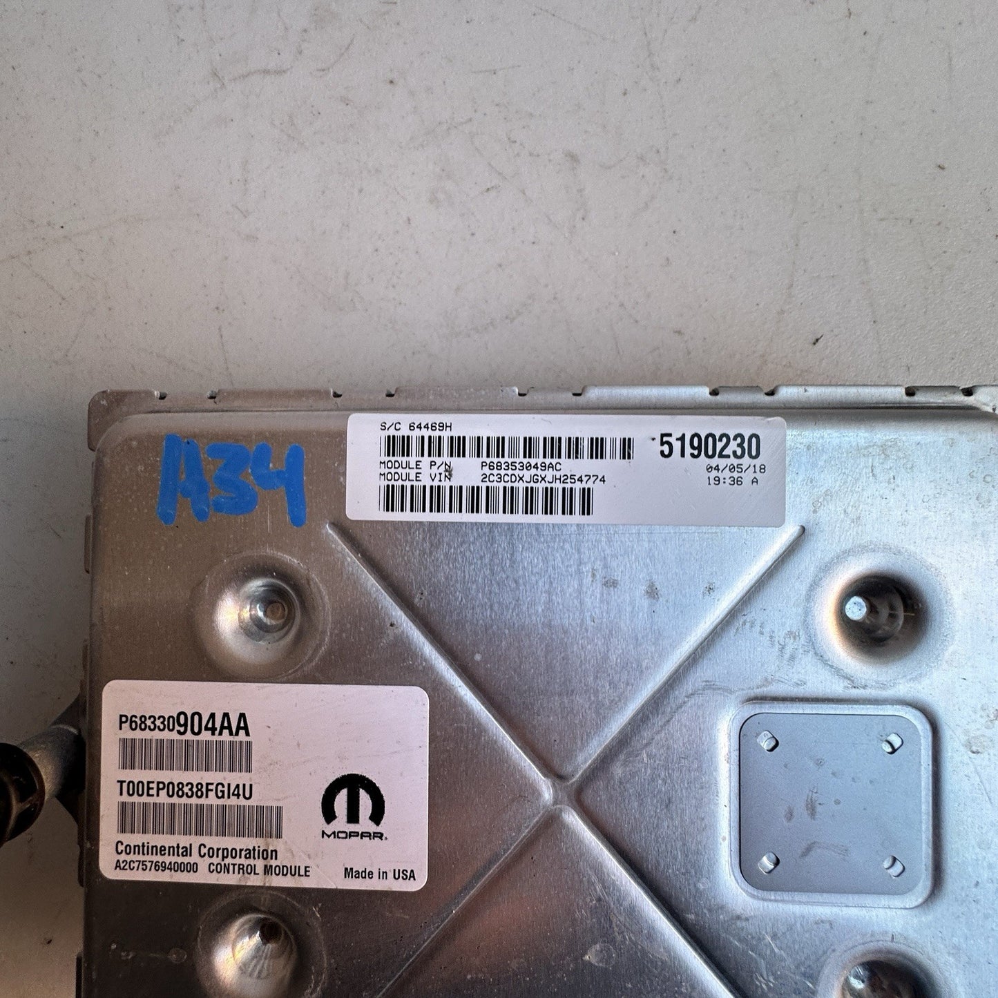 2018 2019 DODGE CHARGER 3.6L Engine Computer Module OEM ECM P68330904AA