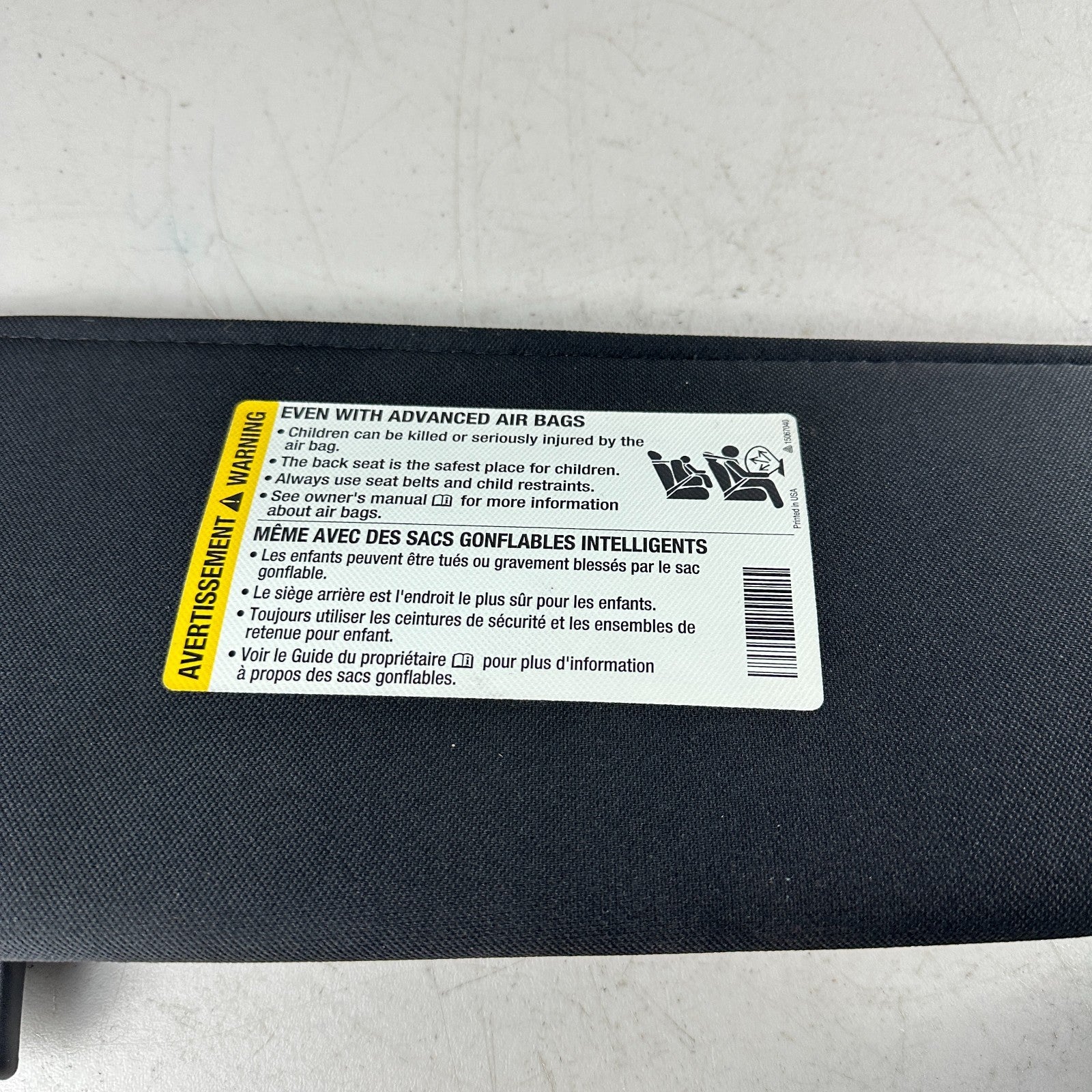 05-13 CHEVROLET CORVETTE FRONT RIGHT PASSENGER SIDE SUNVISOR SUN VISOR BLACK OEM