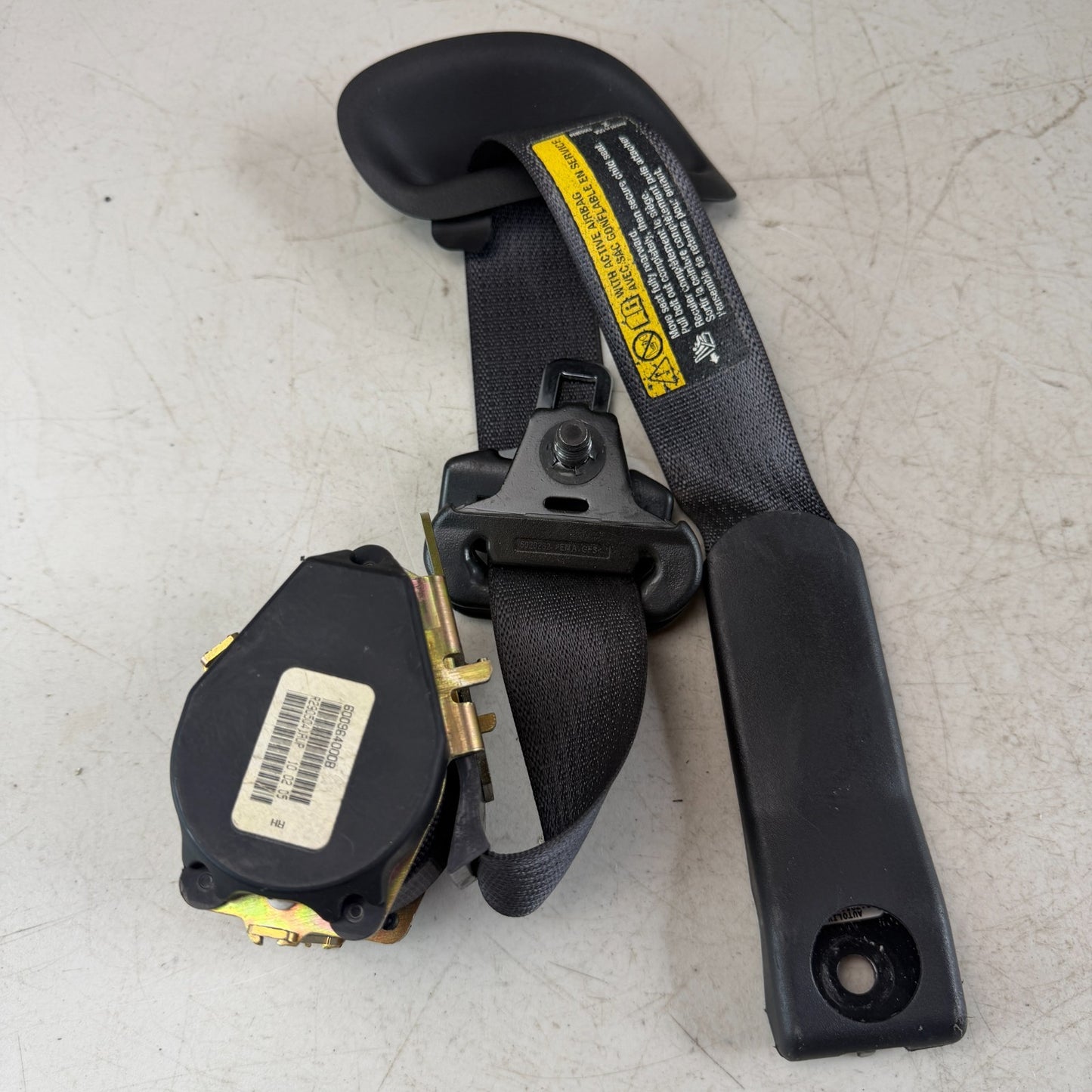 05-13 CHEVROLET CORVETTE C6 FRONT RIGHT SEATBELT SEAT BELT RETRACTOR BLACK OEM