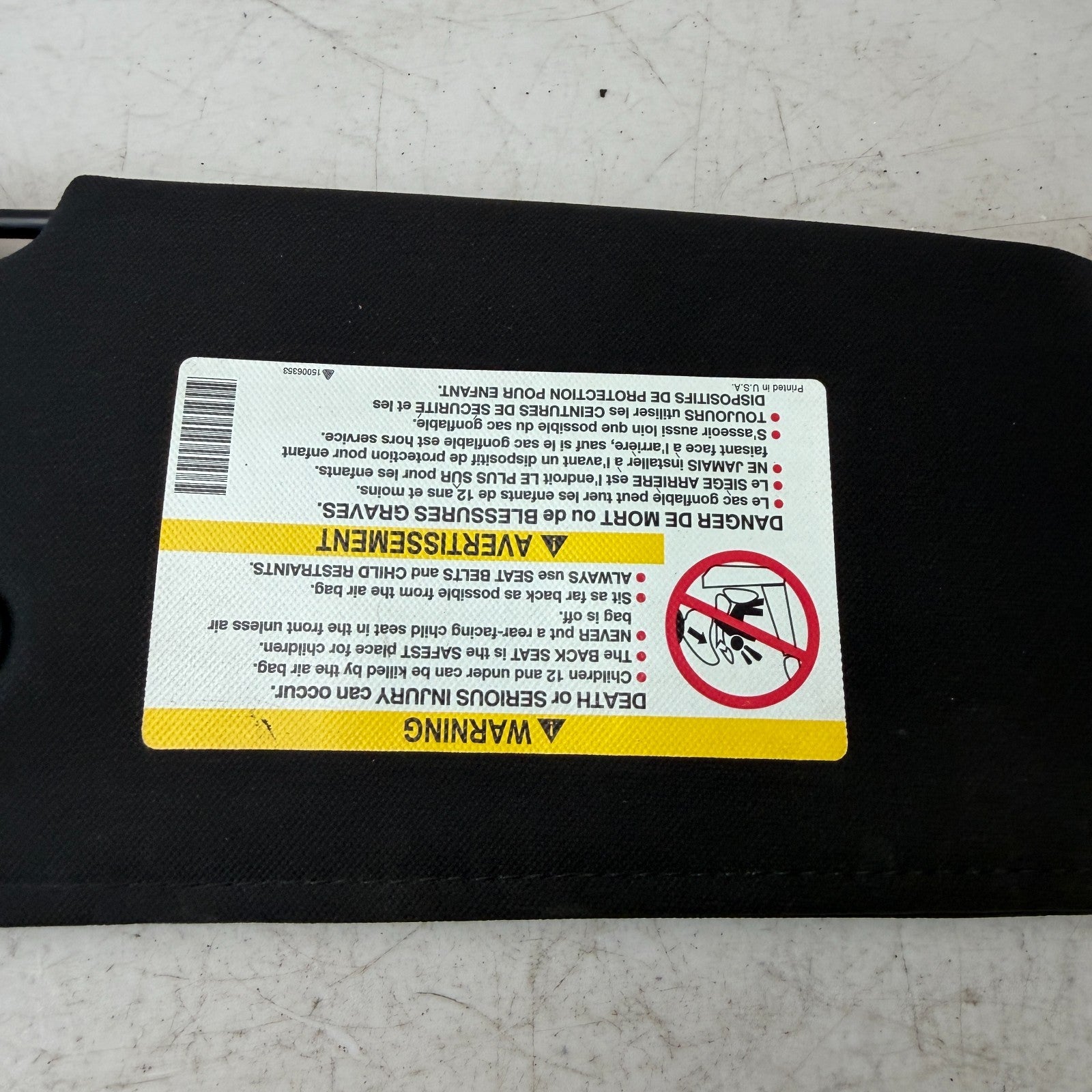 2005-2013 CHEVROLET CORVETTE FRONT LEFT DRIVER SIDE SUNVISOR SUN VISOR BLACK OEM