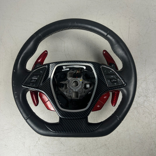 14-19 CHEVY CORVETTE C7 CARBON FIBER STEERING WHEEL W/ PADDLE SHIFTER & SWITCHS