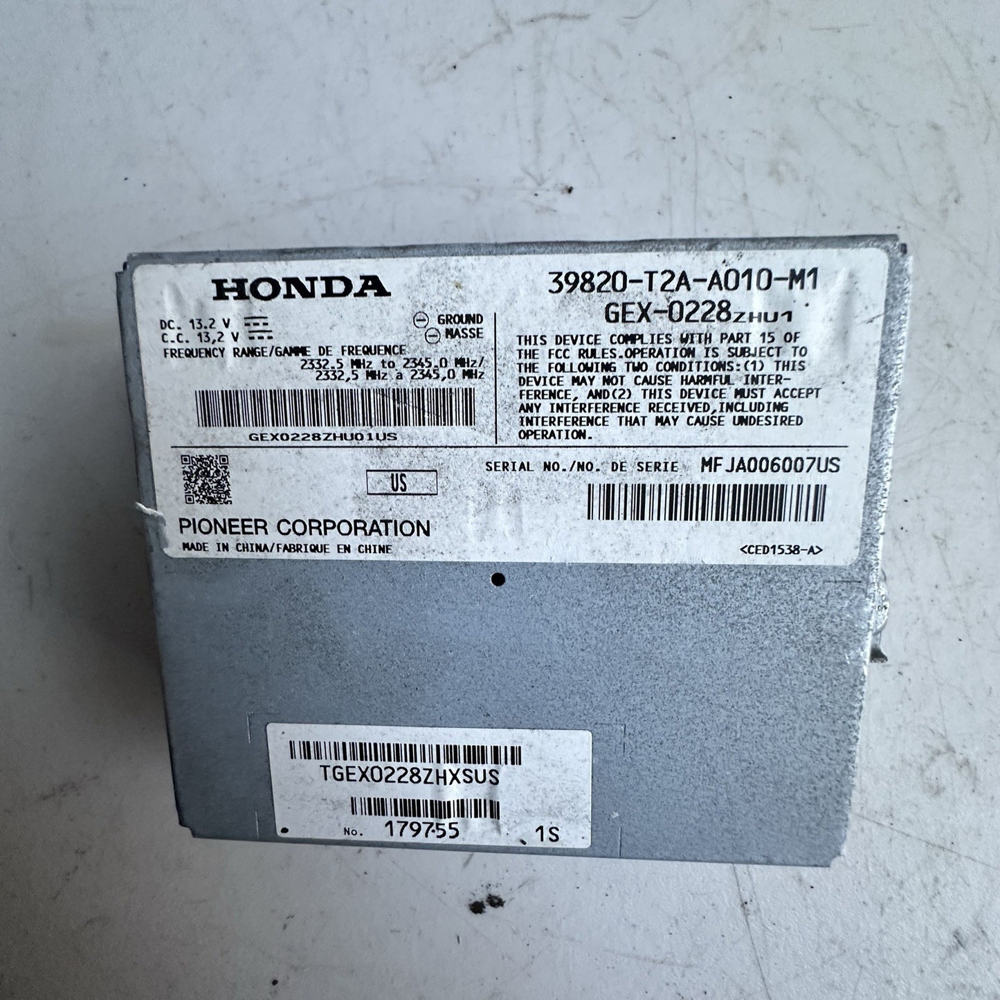 2013-2017HONDA ACCORD EXL RADIO CONTROL MODULE ASSY OEM 39820-T2A-A010-M1