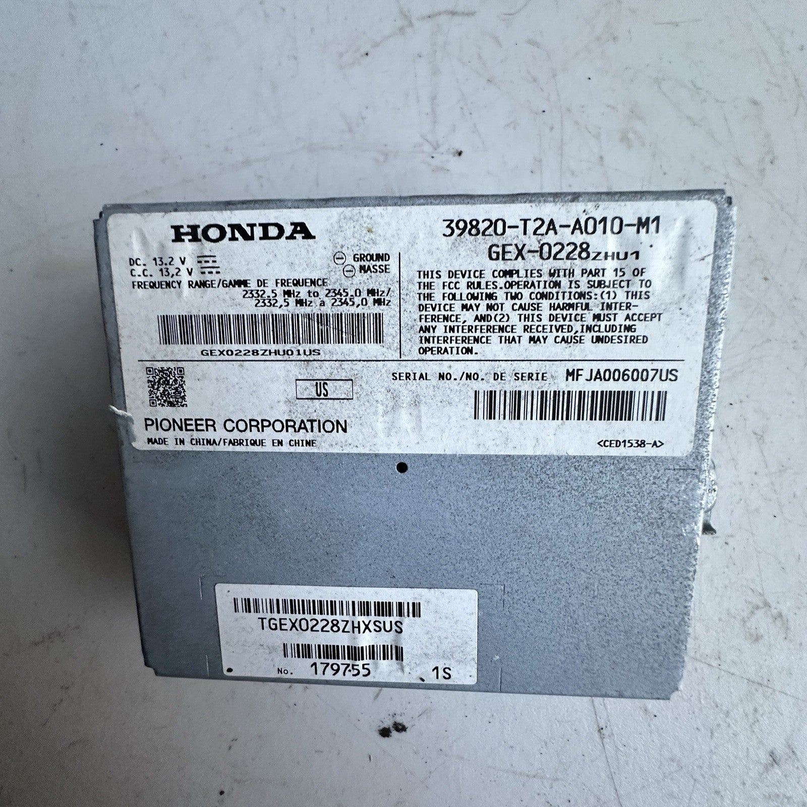 2013-2017HONDA ACCORD EXL RADIO CONTROL MODULE ASSY OEM 39820-T2A-A010-M1