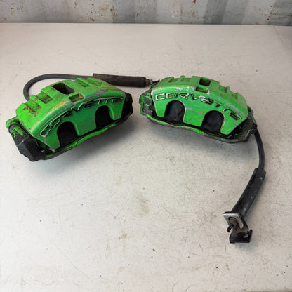 2005-2013 CHEVROLET CORVETTE C6 FRONT LEFT & RIGHT BRAKE CALIPER PAIR GREEN OEM
