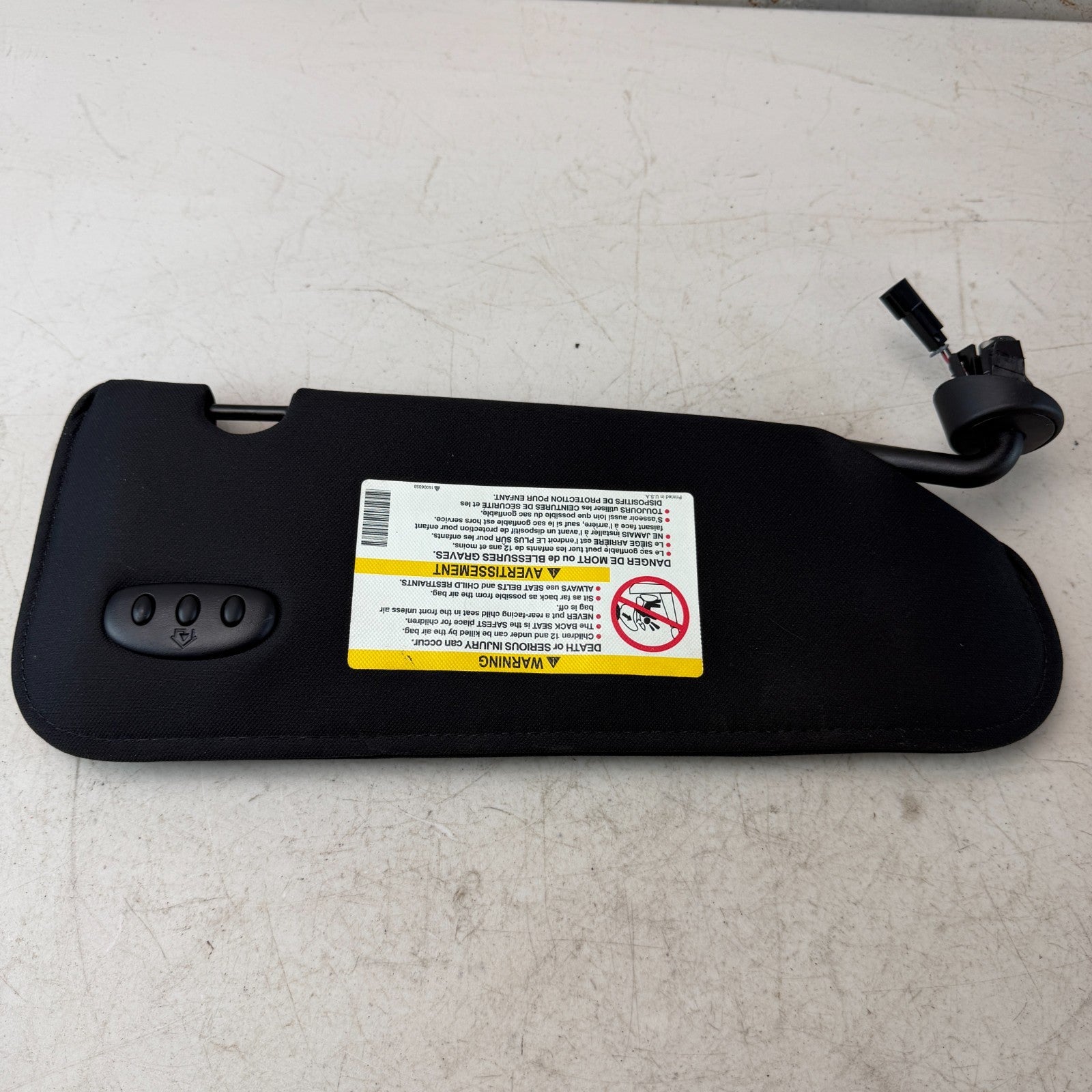 2005-2013 CHEVROLET CORVETTE FRONT LEFT DRIVER SIDE SUNVISOR SUN VISOR BLACK OEM