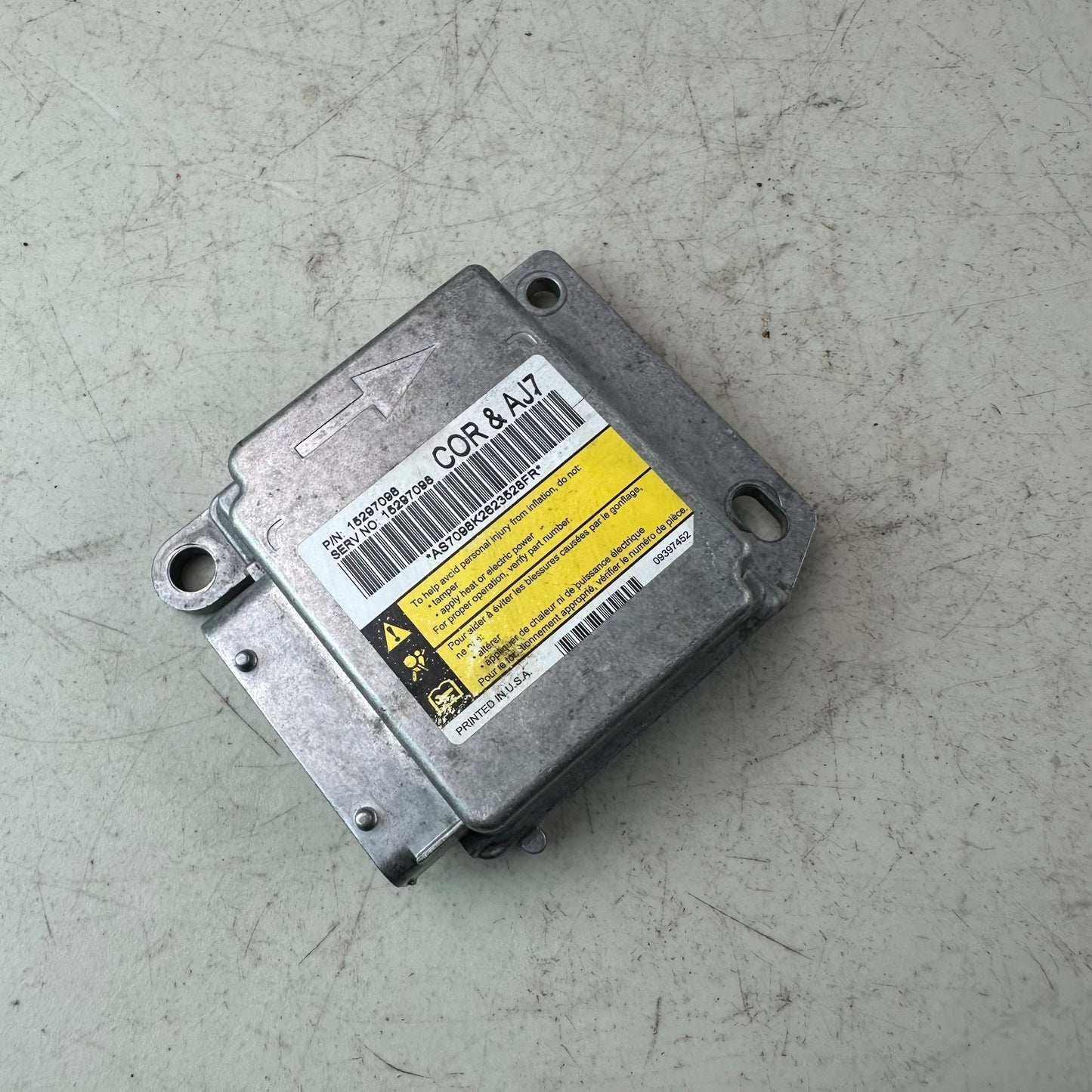 2005-2013 CHEVROLET CORVETTE IMPACT CRASH CONTROL COMPUTER MODULE 15297098 OEM