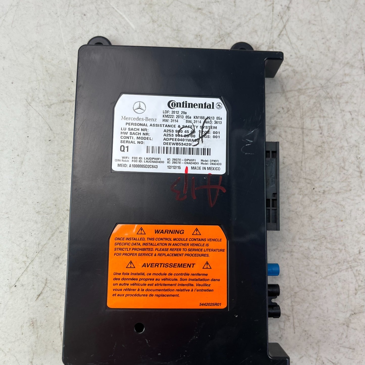 2015-2021 MERCEDES C300 PHONE BLUETOOTH COMMUNICATION CONTROL MODULE A2539004500