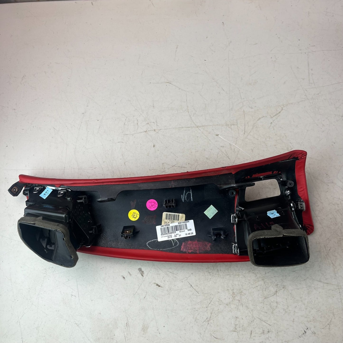 2014-2019 CHEVROLET CORVETTE DASHBOARD AIR VENT TRIM PANEL RED LEATHER 340165AB