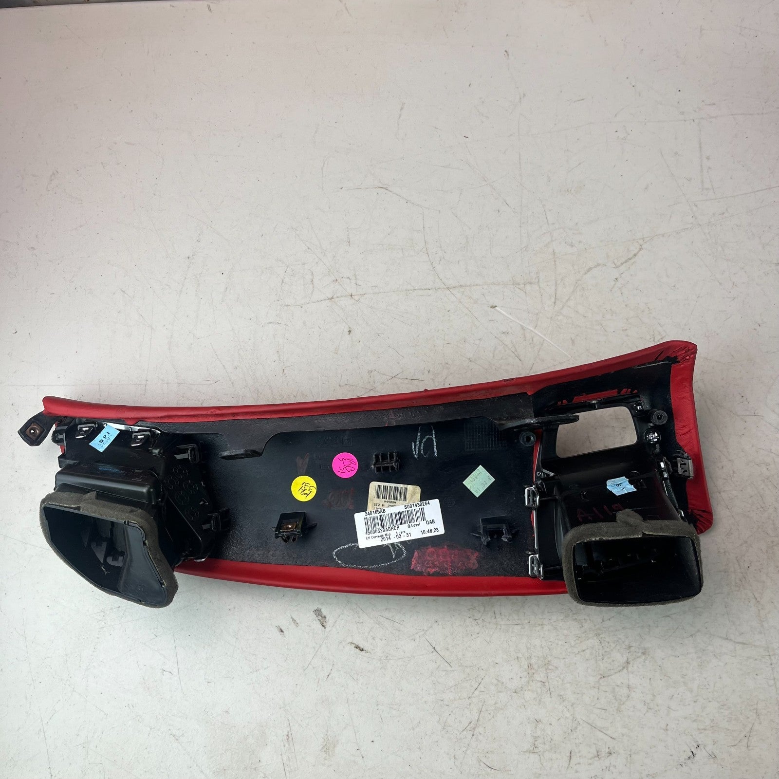 2014-2019 CHEVROLET CORVETTE DASHBOARD AIR VENT TRIM PANEL RED LEATHER 340165AB