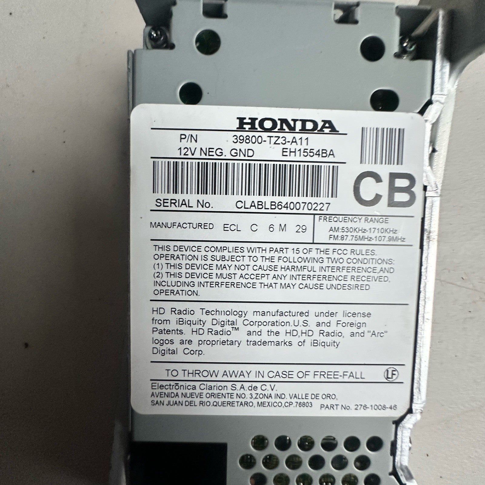 2018-2020 Acura TLX Radio Tuner 39800-TZ3-A311 OEM