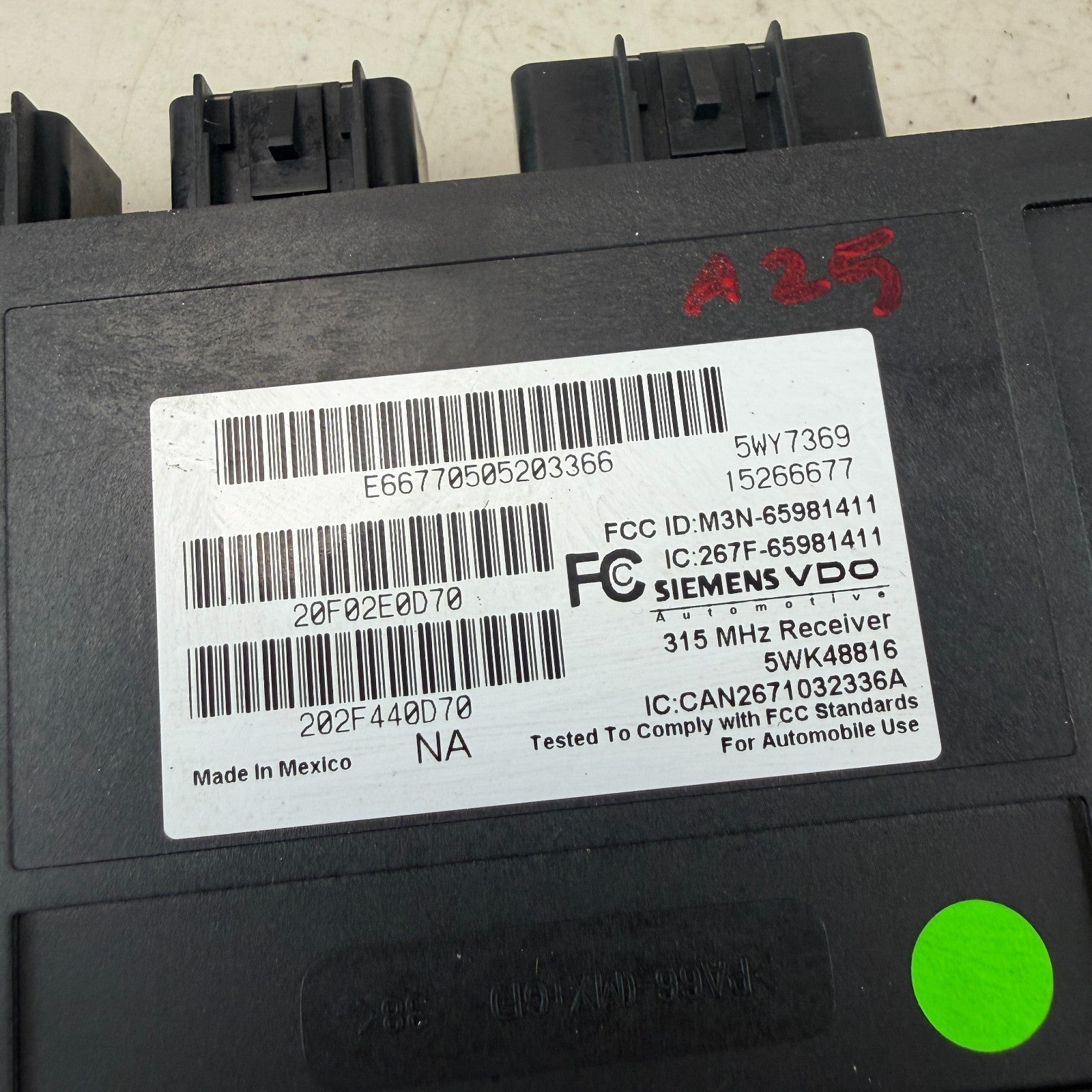 05-13 CHEVROLET CORVETTE C6 ANTI THEFT KEY ALARM LOCK CONTROL MODULE 15266677