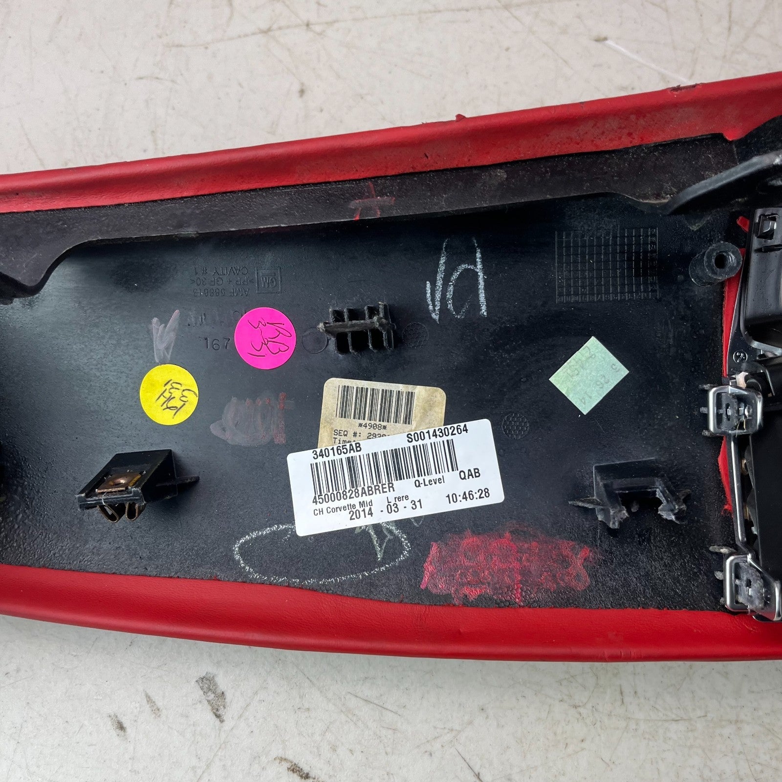 2014-2019 CHEVROLET CORVETTE DASHBOARD AIR VENT TRIM PANEL RED LEATHER 340165AB