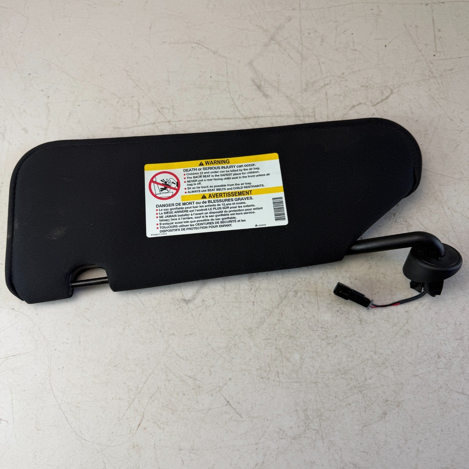 05-13 CHEVROLET CORVETTE FRONT RIGHT PASSENGER SIDE SUNVISOR SUN VISOR BLACK OEM